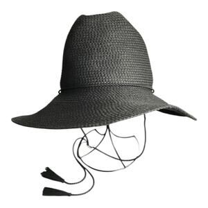 San Diego Hat Co Sun Hat Womens One Size Woven Chin Strap Black Adjustable NWT